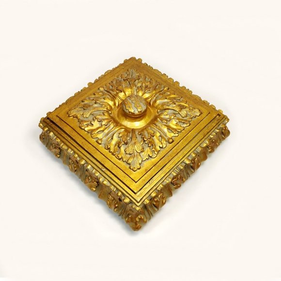 Gold Ornate Jewelry Trinket Box with Lid by World Bazaars - Picture 2 of 9